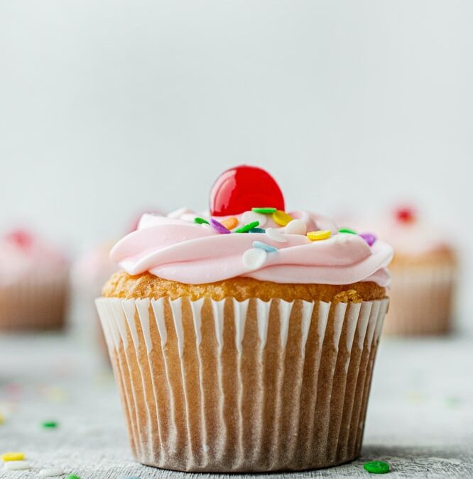 Cupcake with pink frosting